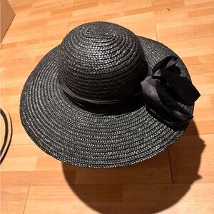 Arlin Vintage Straw Raffia natural Elegant Black Women's Sun Hat